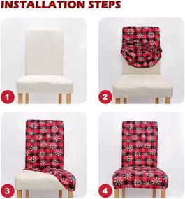 img 1 attached to OVEELER Buffalo Plaid Christmas Chair Covers Set of 4 - Removable Washable Slipcovers for Dining Room - Festive Decor for Home Party Banquet Hotel Holiday