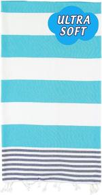 img 2 attached to 🛁 LOOMANGO Aqua-Navy Blue Turkish Towels - Premium 100% Cotton, Ultra Soft