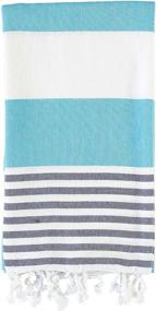 img 4 attached to 🛁 LOOMANGO Aqua-Navy Blue Turkish Towels - Premium 100% Cotton, Ultra Soft