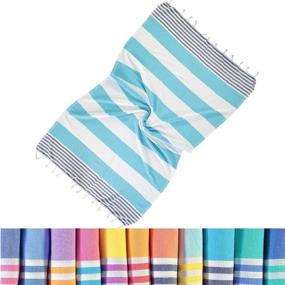 img 3 attached to 🛁 LOOMANGO Aqua-Navy Blue Turkish Towels - Premium 100% Cotton, Ultra Soft