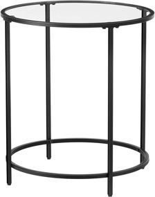 img 4 attached to 🌼 VASAGLE Round Side Table, Glass End Table with Metal Frame, Small Coffee Accent Table, Bedside Table, Modern Style, Ideal for Living Room, Balcony, Bedroom, Black Finish ULGT020B01