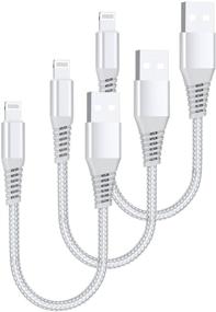 img 4 attached to 🔌 Сертифицированный iPhone зарядный кабель Apple MFi Lightning - 3 упаковки 8-дюймовый кабель из плетеного нейлона для быстрой зарядки и передачи данных для iPhone 13/12/11/XS/XR/X/8/7/iPad/iPod - короткий USB-кабель