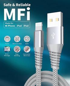 img 2 attached to 🔌 Сертифицированный iPhone зарядный кабель Apple MFi Lightning - 3 упаковки 8-дюймовый кабель из плетеного нейлона для быстрой зарядки и передачи данных для iPhone 13/12/11/XS/XR/X/8/7/iPad/iPod - короткий USB-кабель