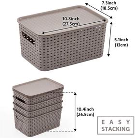 img 3 attached to 📦 Organize with Ease: EZOWare Set of 4 Stackable Lidded Storage Bins with Handles