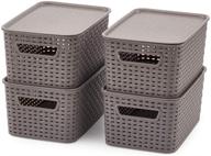 📦 organize with ease: ezoware set of 4 stackable lidded storage bins with handles logo