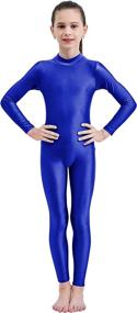 img 4 attached to 💃 Mvefward Kids High Neck Zip Long Sleeve Spandex One Piece Unitard: Full Body Leotard for Girls - Comfortable and Stylish!