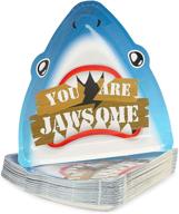 fun and fierce shark paper plates for birthday party - 48 pack logo