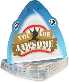 img 4 attached to Fun and Fierce Shark Paper Plates for Birthday Party - 48 Pack