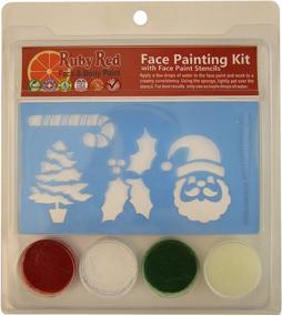 img 1 attached to Vibrant Ruby Red Paint, Inc. PALSXMAS Face Paint - Christmas Stencil Set: 3 Colors, 2ML each