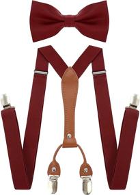 img 2 attached to 👔 Burgundy Silk Suspender Sets by RBOCOTT: Elegant and Classy Attire!