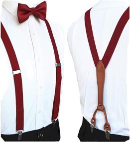 img 4 attached to 👔 Burgundy Silk Suspender Sets by RBOCOTT: Elegant and Classy Attire!