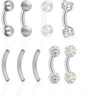 🔱 mayhoop stainless steel body piercing set: rook daith earrings, belly lip ring, eyebrow & cartilage studs, tragus barbell - 16g, cubic zirconia - 6mm, 8mm, 10mm (5-7pcs) logo