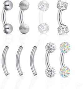 img 2 attached to 🔱 Mayhoop Stainless Steel Body Piercing Set: Rook Daith Earrings, Belly Lip Ring, Eyebrow & Cartilage Studs, Tragus Barbell - 16G, Cubic Zirconia - 6mm, 8mm, 10mm (5-7pcs)