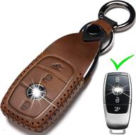 zihafate car key fob cover compatible with mercedes-benz keyless remote control for benz a c e s class series and glk cla gla glc gle cls slk amg series etc (a-brown) logo