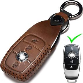 img 4 attached to ZiHafate Car Key Fob Cover Compatible With Mercedes-Benz Keyless Remote Control For Benz A C E S Class Series And GLK CLA GLA GLC GLE CLS SLK AMG Series Etc (A-Brown)