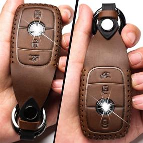 img 2 attached to ZiHafate Car Key Fob Cover Compatible With Mercedes-Benz Keyless Remote Control For Benz A C E S Class Series And GLK CLA GLA GLC GLE CLS SLK AMG Series Etc (A-Brown)