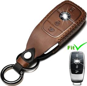 img 3 attached to ZiHafate Car Key Fob Cover Compatible With Mercedes-Benz Keyless Remote Control For Benz A C E S Class Series And GLK CLA GLA GLC GLE CLS SLK AMG Series Etc (A-Brown)