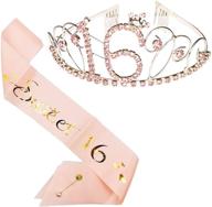 🌹 rose golden 16th birthday party supplies: tiara, sash & rhinestone kit logo