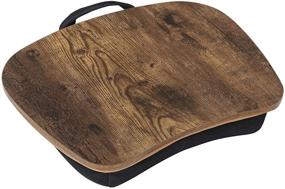 img 4 attached to 🛏️ SONGMICS Lap Desk: Versatile Bed Tray and Cushioned Laptop Table with Handle - Rustic Brown, 15.7 x 12.6 x 3.1 Inches