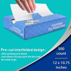 img 2 attached to 🧻 [500 Pack] Dry Wrap Wax Paper Sheets with Dispenser Box - Interfolded for Food and Deli, 12 X 10.75 Inch