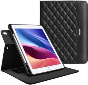 img 4 attached to 📱 Premium Black iPad Case for iPad 6th/5th Gen 2018/2017 - Pencil Holder, PU Leather, Stand, Auto Sleep/Wake