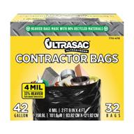 🗑️ ultrasac extra heavy duty contractor bags - 42 gallons 4 mil (32 pack w/ties) - 33x48: professional, durable trash bags for construction, commercial, industrial, outdoor use logo
