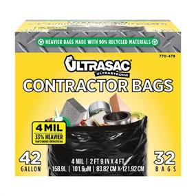 img 4 attached to 🗑️ Ultrasac Extra Heavy Duty Contractor Bags - 42 gallons 4 Mil (32 Pack w/Ties) - 33x48: Professional, Durable Trash Bags for Construction, Commercial, Industrial, Outdoor Use