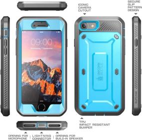 img 2 attached to 🦄 SupCase Unicorn Beetle Pro iPhone 7/8/SE 2nd Gen Case (2020 Release) - Full-body Rugged Holster Case with Built-in Screen Protector, Blue