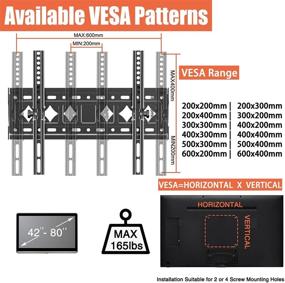 img 2 attached to SJBRWN Tilting TV Wall Mount for 42-80 inch LED LCD Plasma 4K Flat Panel Curved Screen TV Monitor; Fits 49 50 55 60 65 70 75 with VESA up to 600x400mm; Supports 165lbs; Low Profile Wall Mount Bracket