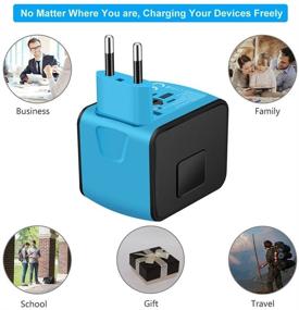 img 1 attached to 🔌 SAUNORCH Universal Travel Adapter: Smart High Speed USB Wall Charger for Europe, UK, US, AU, Asia-Blue