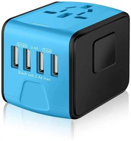 img 4 attached to 🔌 SAUNORCH Universal Travel Adapter: Smart High Speed USB Wall Charger for Europe, UK, US, AU, Asia-Blue