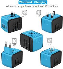 img 3 attached to 🔌 SAUNORCH Universal Travel Adapter: Smart High Speed USB Wall Charger for Europe, UK, US, AU, Asia-Blue