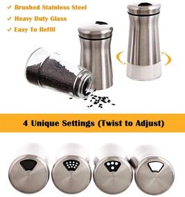 img 3 attached to Adjustable Pour Holes Salt Shaker - Stainless 🧂 Steel and Glass Set for Salt and Pepper Seasoning