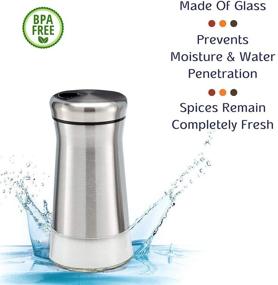 img 2 attached to Adjustable Pour Holes Salt Shaker - Stainless 🧂 Steel and Glass Set for Salt and Pepper Seasoning