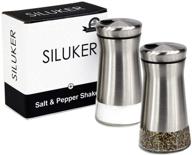 adjustable pour holes salt shaker - stainless 🧂 steel and glass set for salt and pepper seasoning logo