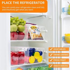 img 1 attached to 🌟 Large Refrigerator Organizer Bins - Set of 4 Clear Plastic Storage Boxes with Handles | Stackable Fridge, Pantry, Bathroom, Bedroom, Cabinet, Cupboard, and Freezer Organizer Bins | BPA Free