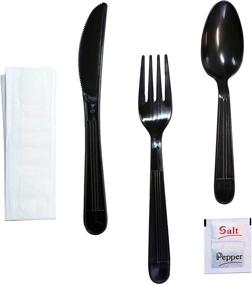 img 1 attached to 🍽️ R Noble 80-Piece Heavy Duty Plastic Silverware Set with Napkins, Salt, Pepper - Individually Wrapped Disposable Cutlery Kit
