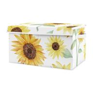 🌻 sunflower boho floral small toy bin storage box chest for baby nursery or kids room - yellow, green and white farmhouse watercolor flower by sweet jojo designs logo