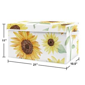 img 3 attached to 🌻 Sunflower Boho Floral Small Toy Bin Storage Box Chest for Baby Nursery or Kids Room - Yellow, Green and White Farmhouse Watercolor Flower by Sweet Jojo Designs