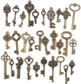 img 3 attached to 🔑 Vintage Skeleton Keys Charm Set: 30 DIY Handmade Necklace Pendants in Antique Bronze