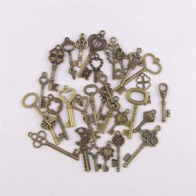 img 1 attached to 🔑 Vintage Skeleton Keys Charm Set: 30 DIY Handmade Necklace Pendants in Antique Bronze