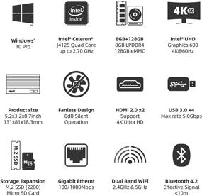 img 3 attached to 💻 MeLE Quieter2: Беззвучный мини-ПК без вентилятора с Windows 10 Pro, 8 ГБ DDR4, 128 ГБ eMMC, 4K двухэкранный выход, двойной WiFi, гигабитный Ethernet, BT4.2, монтаж на VESA