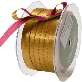 img 1 attached to Vibrant Fuchsia and Antique Gold Satin Ribbon - May Arts, 3/8 Inch Wide