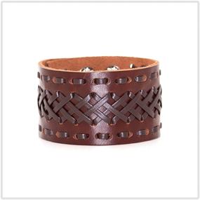 img 3 attached to Mgutillart Punk Rock Leather Wristband 🤘 with Metal Buckle - Wide Braided Cuff Bracelet