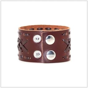 img 2 attached to Mgutillart Punk Rock Leather Wristband 🤘 with Metal Buckle - Wide Braided Cuff Bracelet