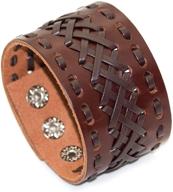 mgutillart punk rock leather wristband 🤘 with metal buckle - wide braided cuff bracelet logo