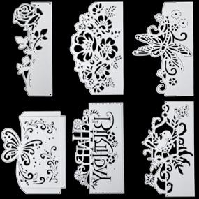 img 4 attached to 🌸 Assorted Metal Die Cuts Flower Cutting Dies Birthday Butterfly Die Cuts Lace Bird Stencils DIY Templates for Scrapbook Album Paper Card Embossing Decor, 6 Styles