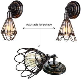 img 3 attached to 🏡 CHICLUX Industrial Wall Sconce 2 Pack: Rustic Metal Wire Cage Lamp with On/Off Switch, Perfect for Bedroom, Farmhouse, Barn, Porch - Oil Rubbed Bronze Finish