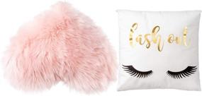 img 4 attached to 🌸 Senseware Blush Pink Faux Fur Love Heart Throw Pillow Cover & Eyelash Decorative Cushion Case Fluffy Accent for Boho Home Couch Sofa Chair Bed Decor - Set of 2 (18 x 18 inches)