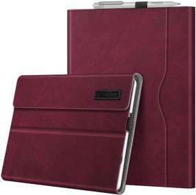 img 4 attached to 👝 Fintie Бордовый защитный чехол для Microsoft Surface Go 3/2/2018 - Органайзер с несколькими углами для делового использования с карманом и совместимостью с Type Cover